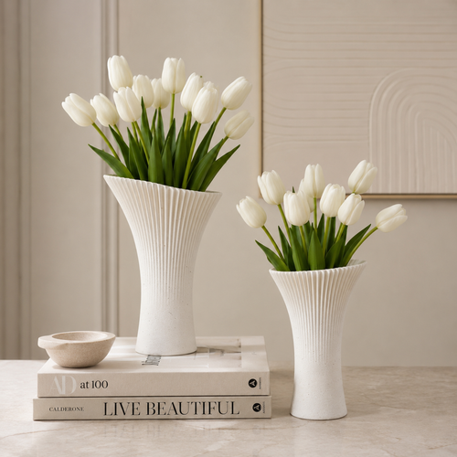 Fluted Ivory Vase